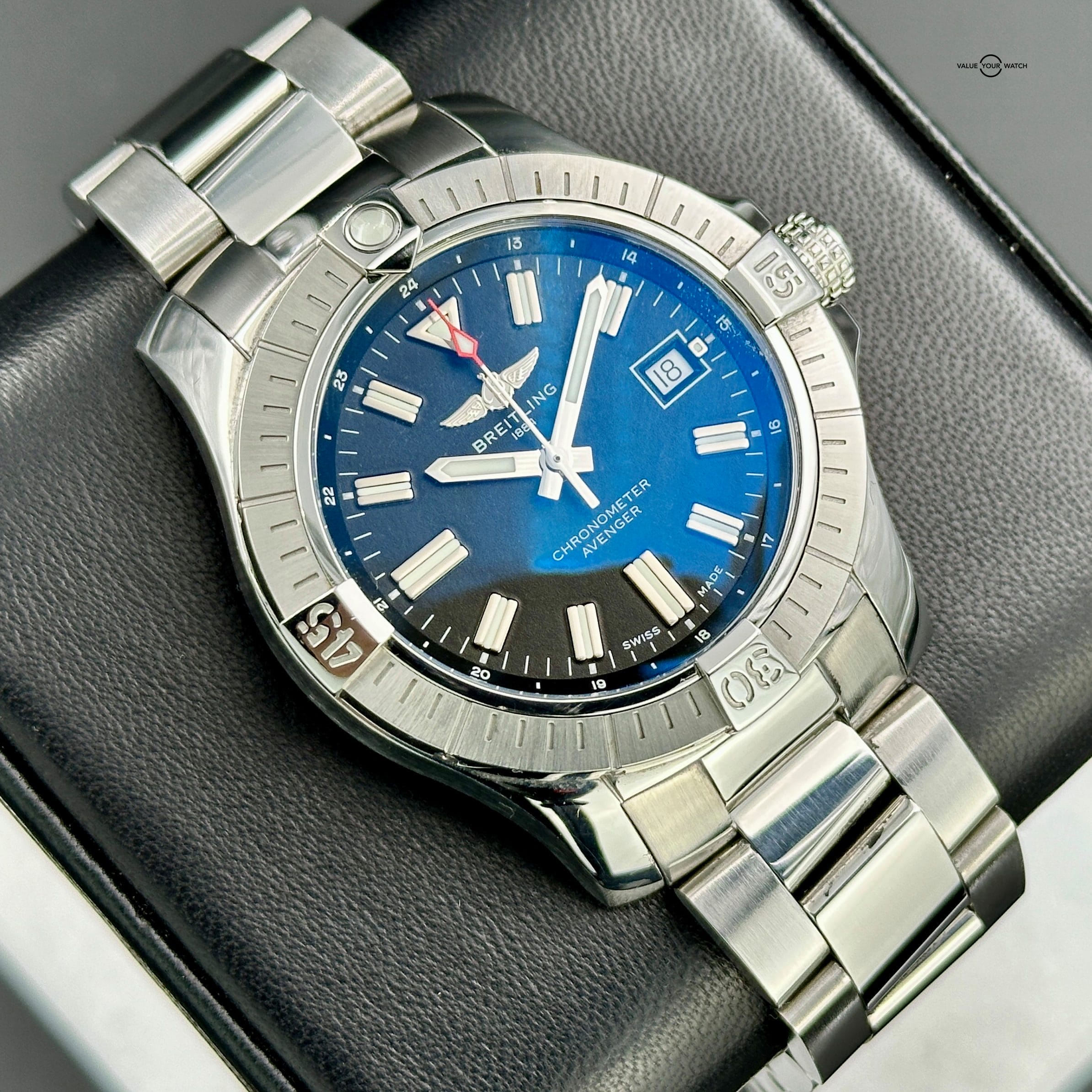 Breitling Avenger Automatic 43mm Black Dial Stainless Box Papers Card A17318