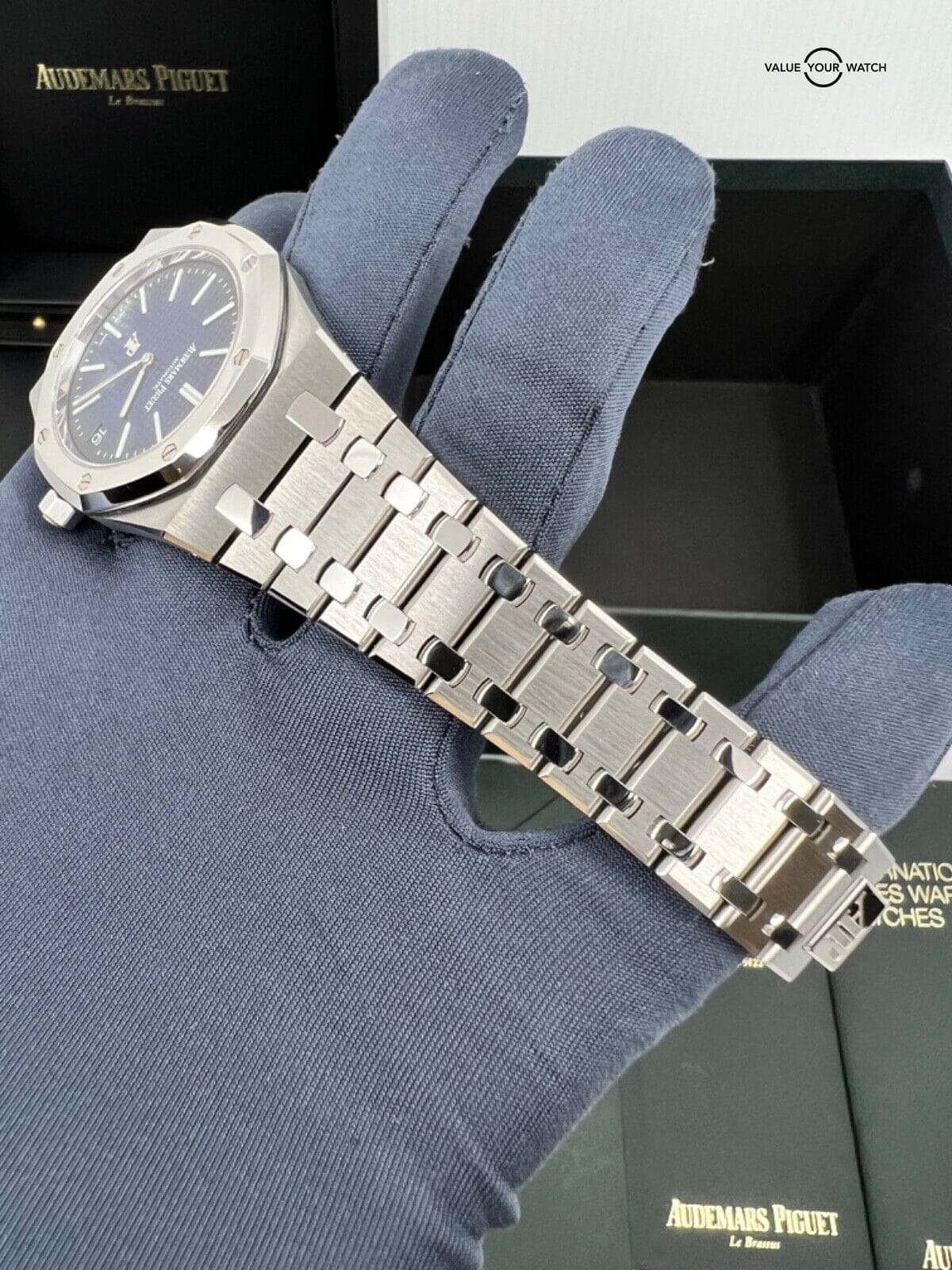 2020 Ltd 250 Platinum Titanium Black Blue Dial Audemars AP Royal Oak Jumbo 39mm - Image 9