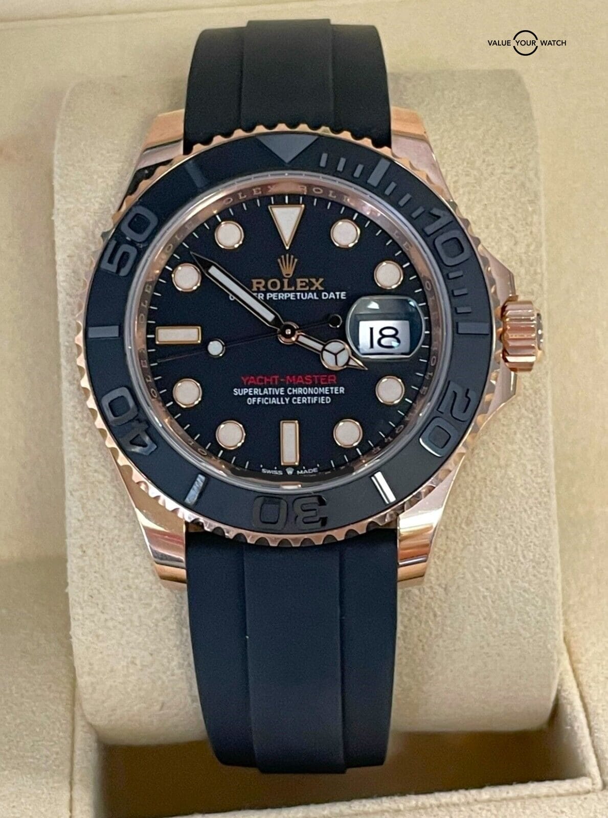 Rolex Yacht-Master 126655 18K Rose Gold 40mm Oysterflex BOX/PAPERS! - Image 13