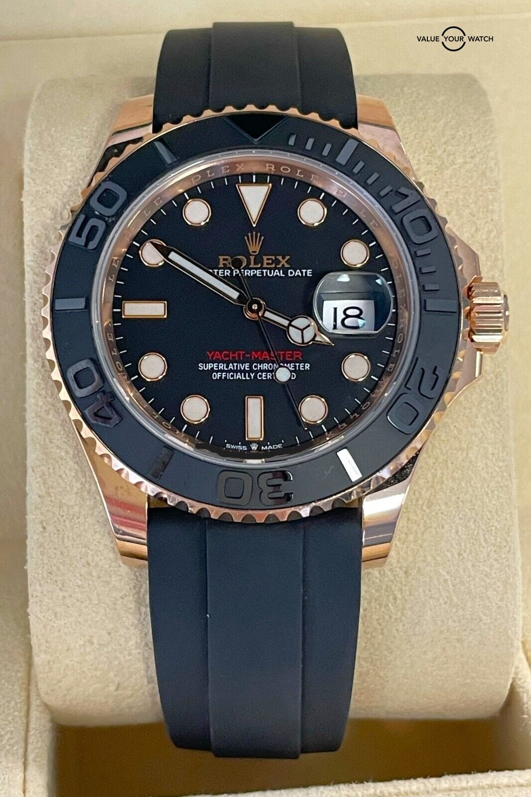 Rolex Yacht-Master 126655 18K Rose Gold 40mm Oysterflex BOX/PAPERS! - Image 14