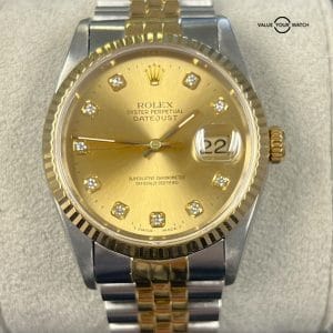 Rolex Datejust 16233 36mm Factory Champagne Diamond Dial BOX/PAPERS!