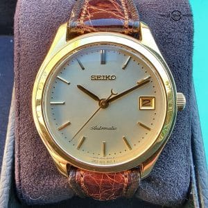 Seiko Gold Automatic Men's Watch With Date, Exhibition Caseback! - SCVK002