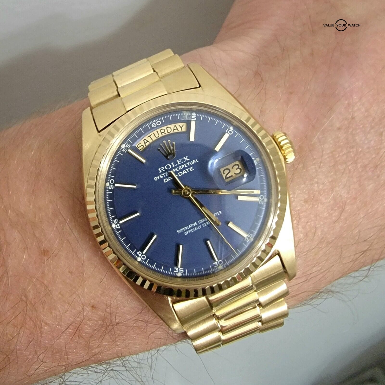 Rolex Day-Date 1803 Gold President With Blue Dial! Vintage 1970 - Image 6