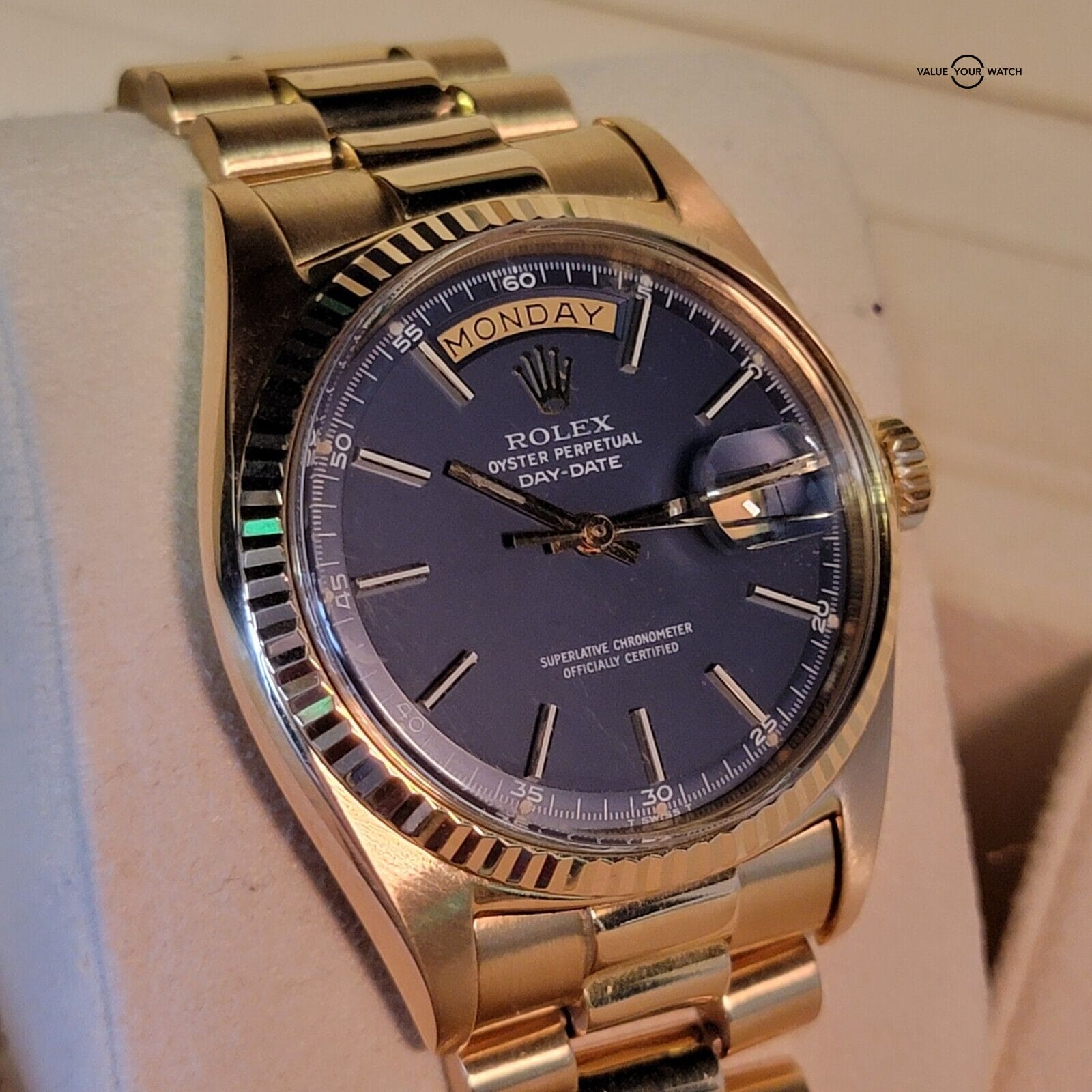 Rolex Day-Date 1803 Gold President With Blue Dial! Vintage 1970 - Image 7