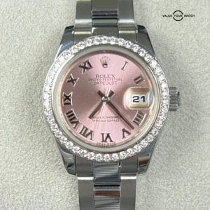 Rolex Lady Datejust 26mm 179384 Pink Dial FACTORY Diamond Bezel BOXES/PAPERS!