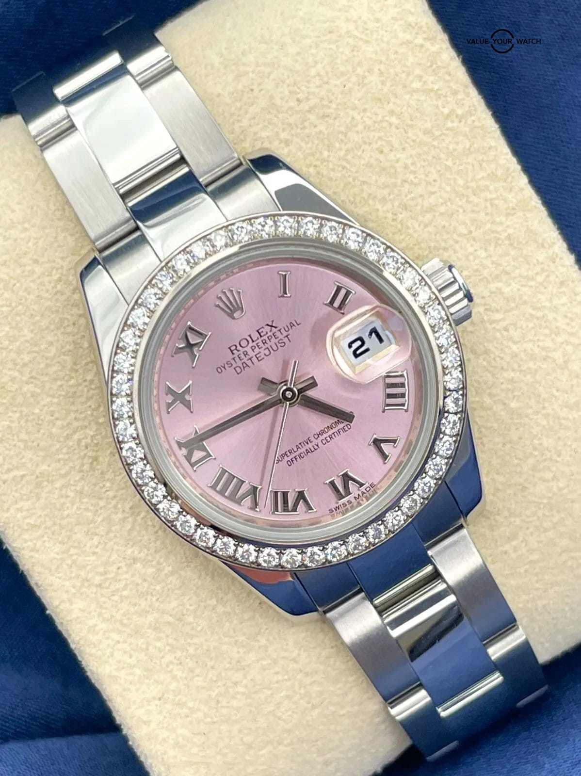 Rolex Lady Datejust 26mm 179384 Pink Dial FACTORY Diamond Bezel BOXES/PAPERS! - Image 9