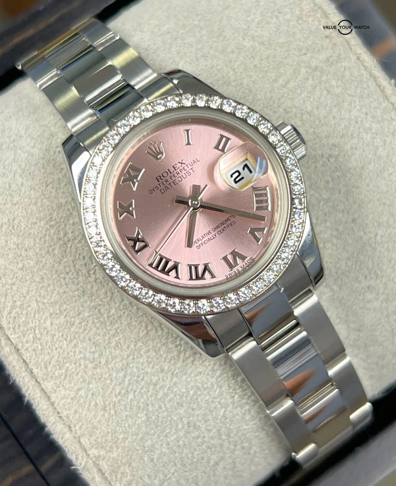 Rolex Lady Datejust 26mm 179384 Pink Dial FACTORY Diamond Bezel BOXES/PAPERS! - Image 12