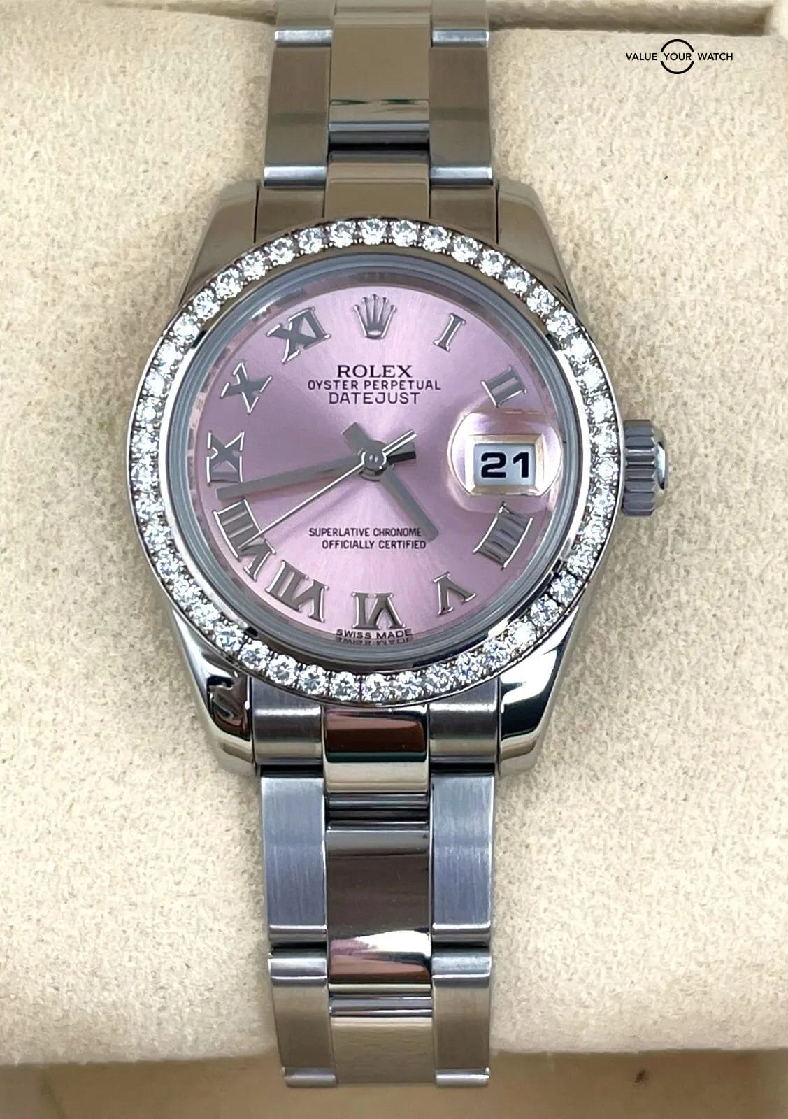 Rolex Lady Datejust 26mm 179384 Pink Dial FACTORY Diamond Bezel BOXES/PAPERS! - Image 13