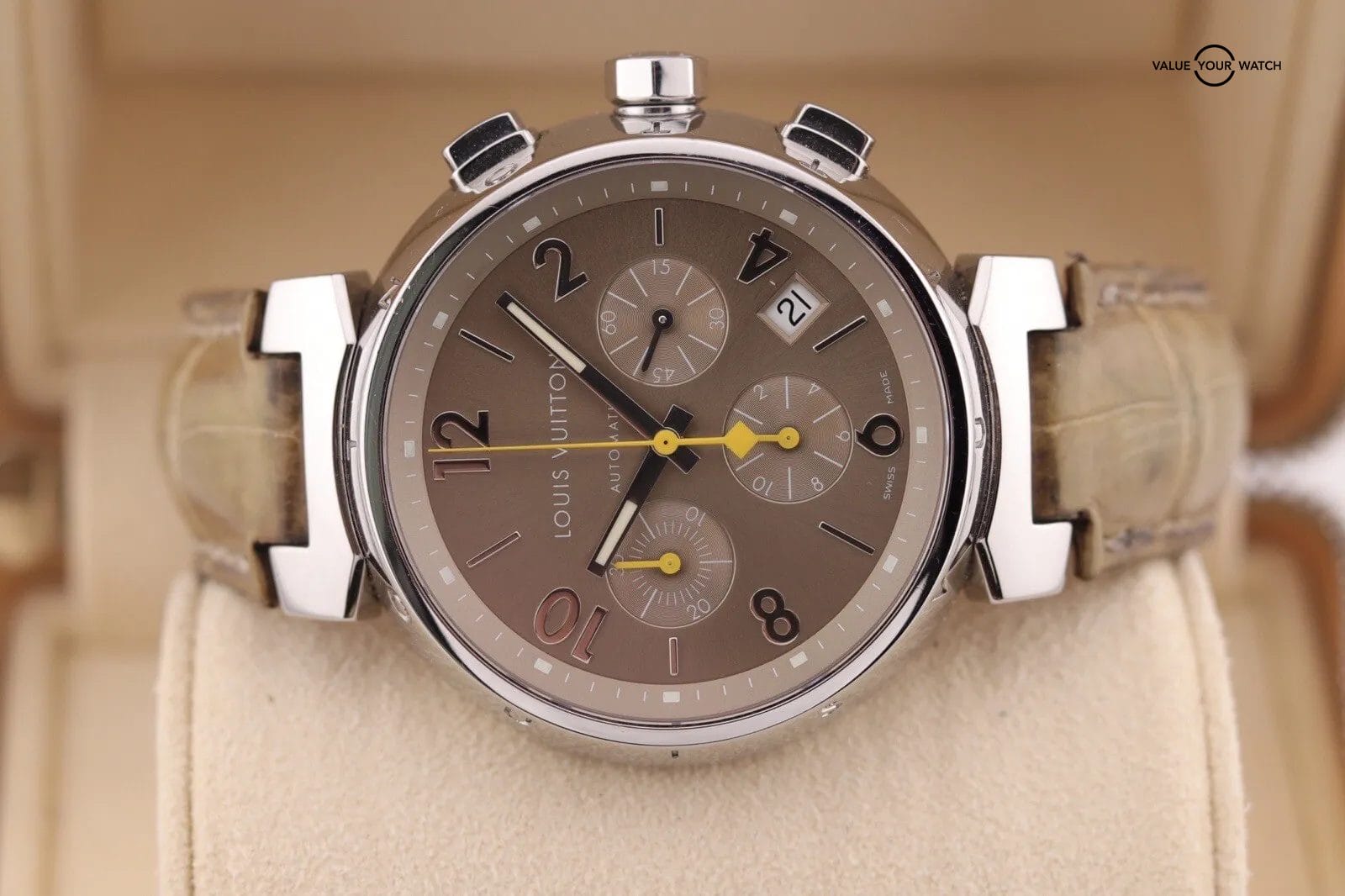 LOUIS VUITTON Tambour Chronograph men's watch model Q1121 Complete Set