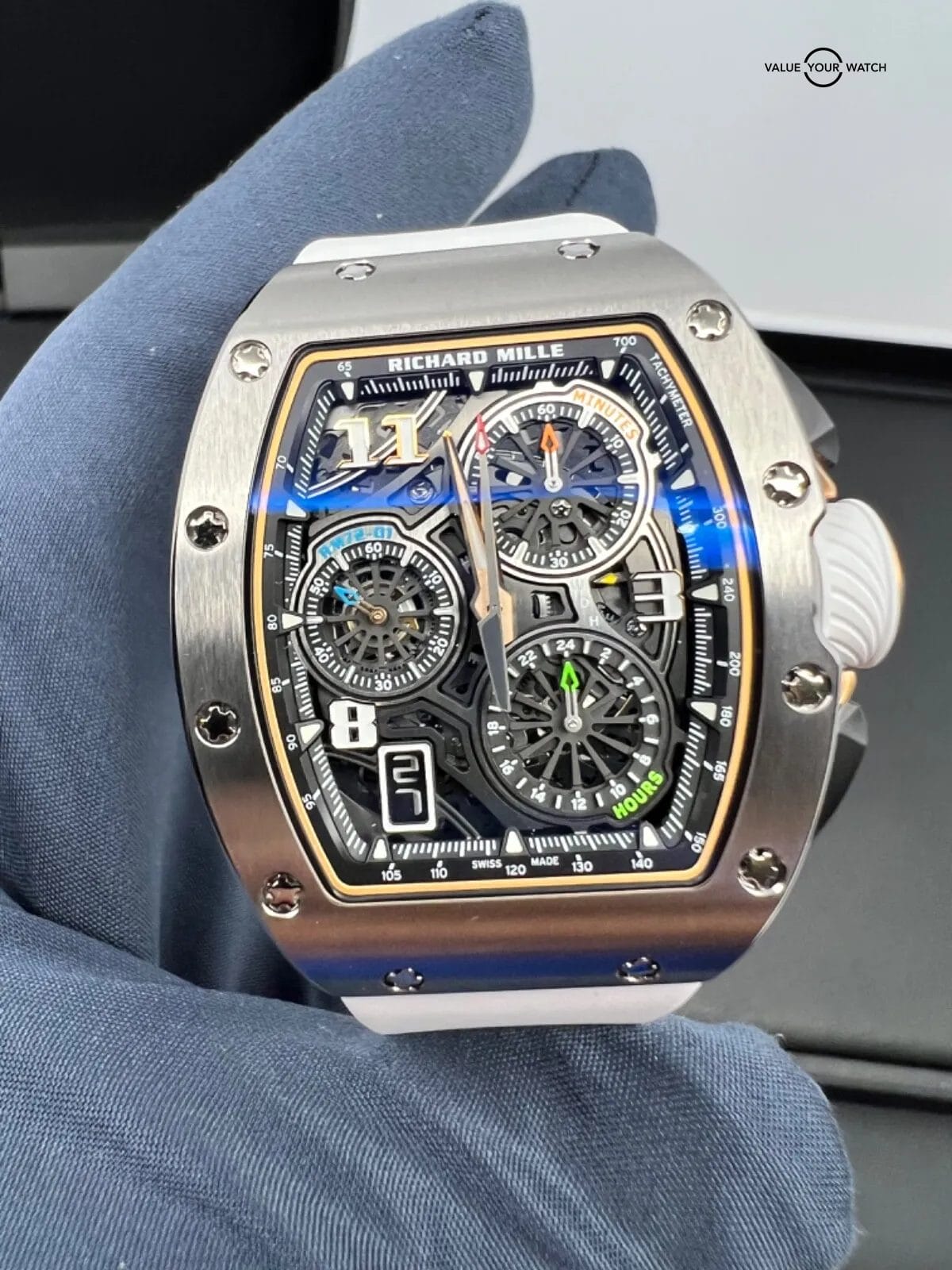 IN STOCK 2021 True Unworn 72-01 Titanium Lifestyle Chronograph On White Rubber - Image 7