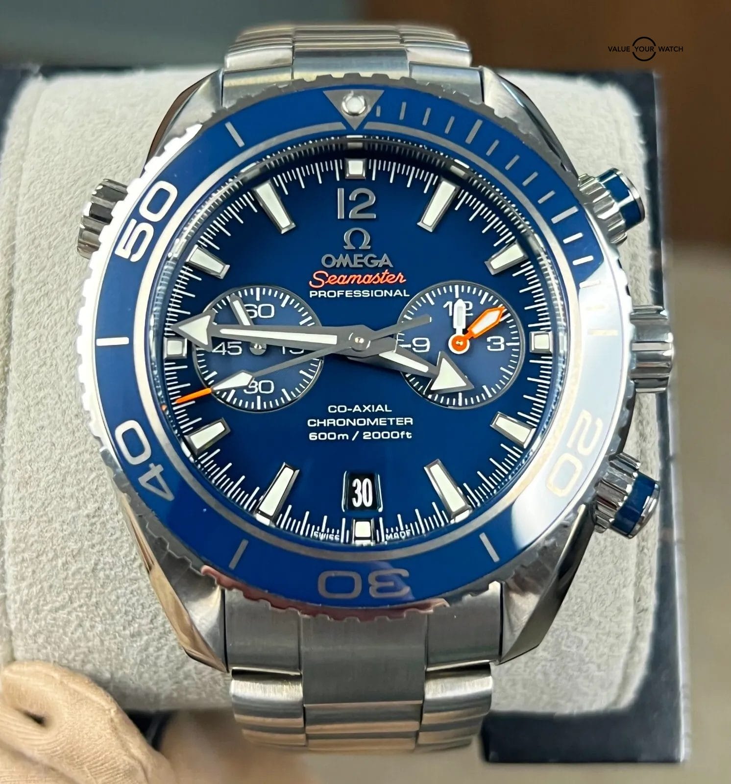 2022 Omega Seamaster Planet Ocean 45.5mm Blue Dial Chronograph BOXES/PAPERS!