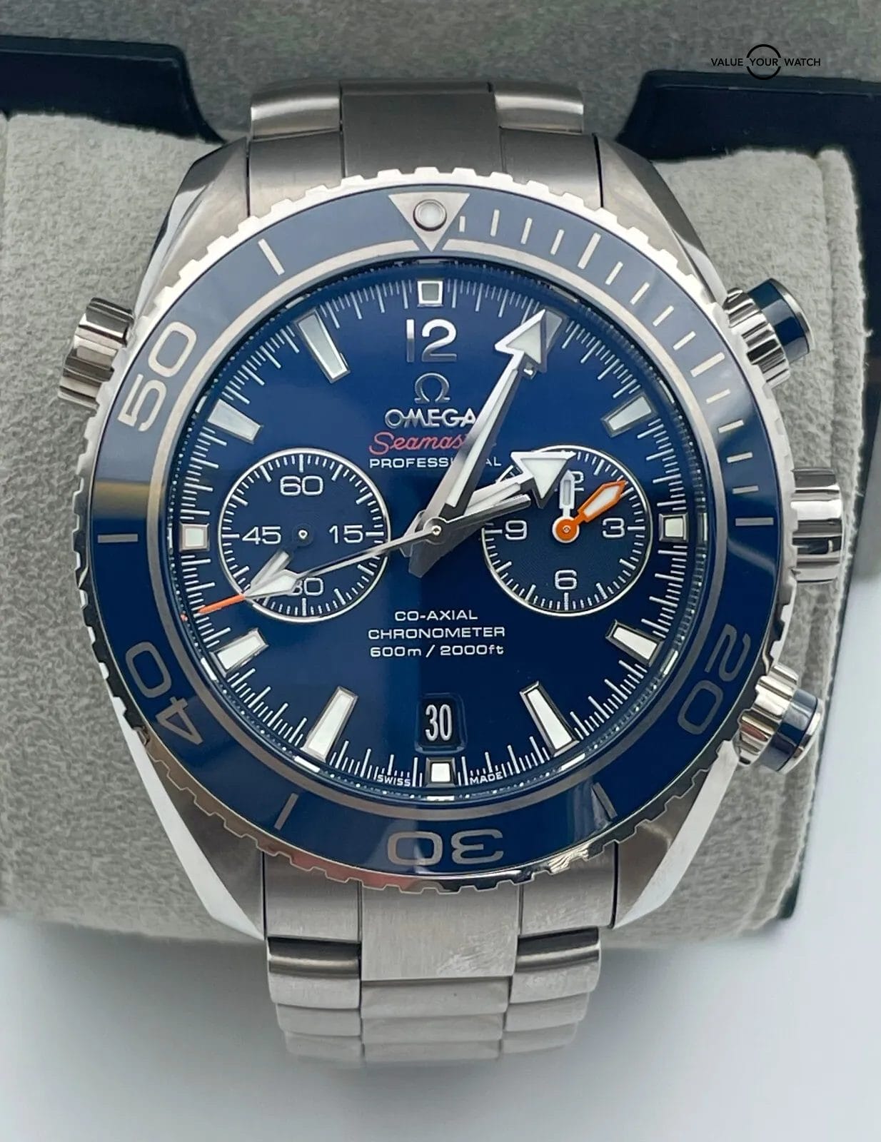 2022 Omega Seamaster Planet Ocean 45.5mm Blue Dial Chronograph BOXES/PAPERS! - Image 10