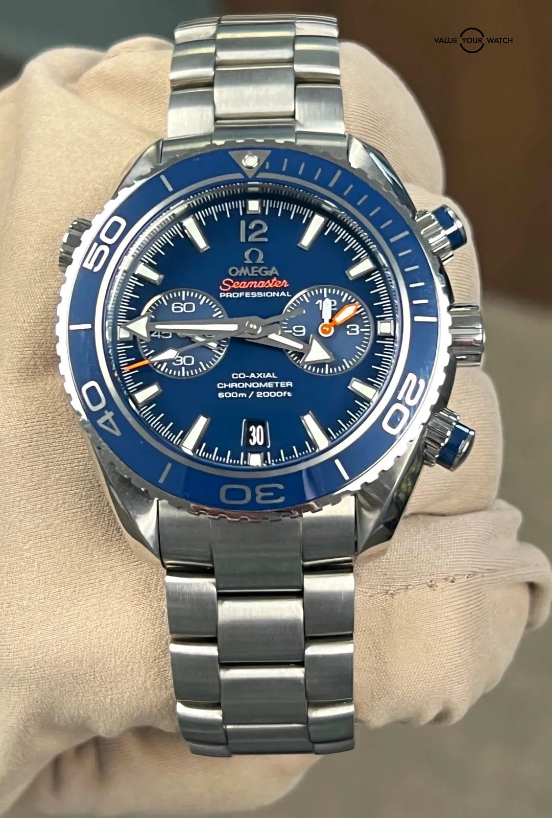 2022 Omega Seamaster Planet Ocean 45.5mm Blue Dial Chronograph BOXES/PAPERS! - Image 11