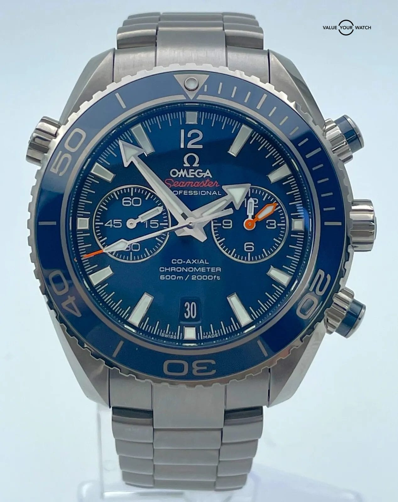 2022 Omega Seamaster Planet Ocean 45.5mm Blue Dial Chronograph BOXES/PAPERS! - Image 12