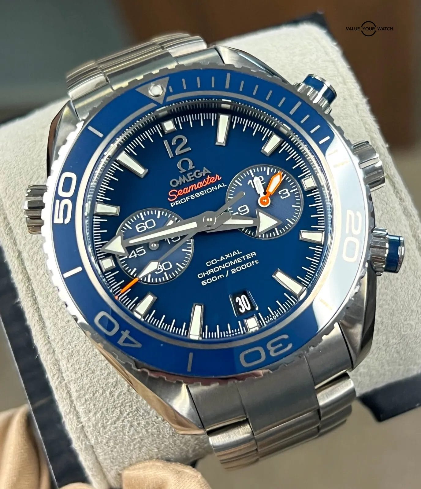 2022 Omega Seamaster Planet Ocean 45.5mm Blue Dial Chronograph BOXES/PAPERS! - Image 13