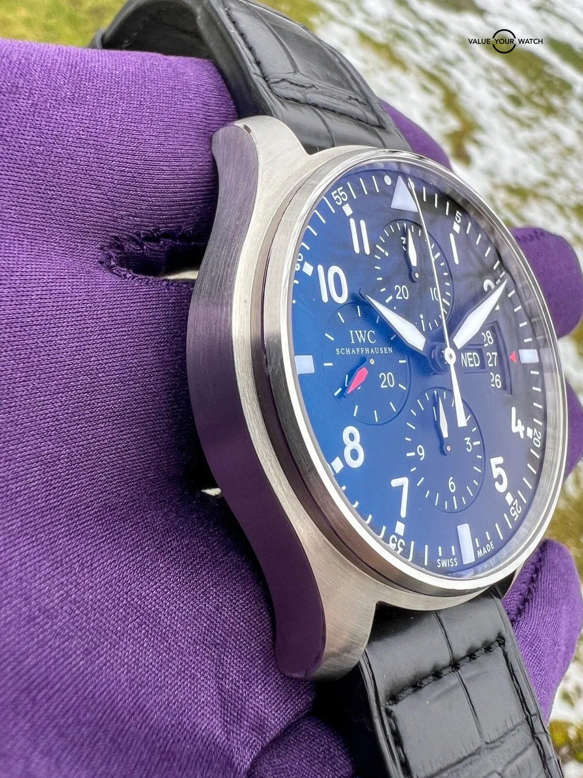 IWC Pilot's Watch Men's Black Watch with Leather Strap - IW377701 - Image 9