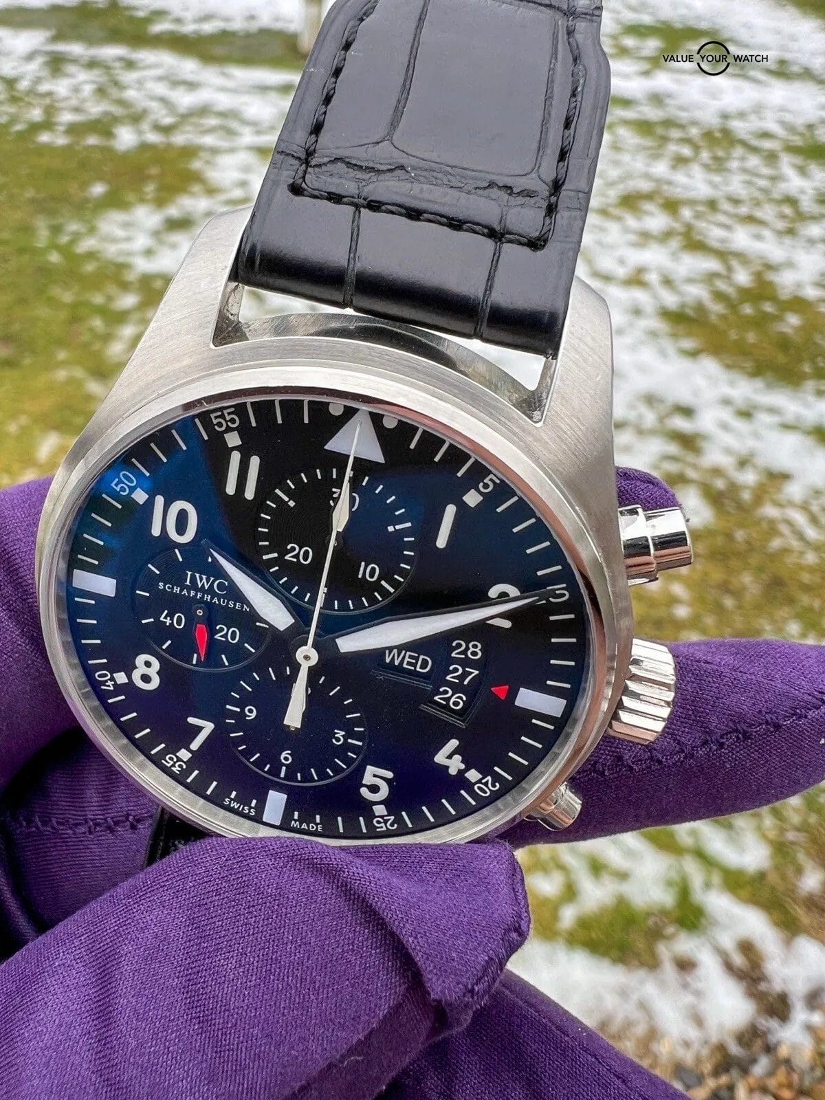 IWC Pilot's Watch Men's Black Watch with Leather Strap - IW377701 - Image 11