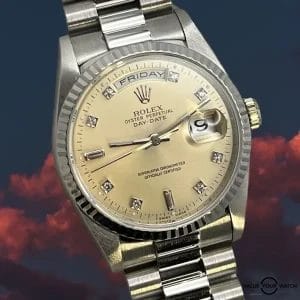 Collector Set! 1995 Rolex Day-Date President 18239 18k white gold. Serviced!