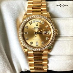 2022 Rolex DayDate President Yellow Gold Factory Diamond Dial and Bezel Men’s Watch