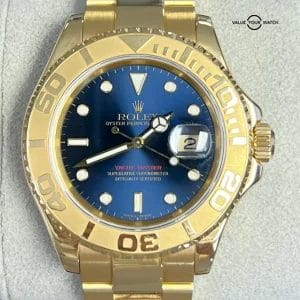 Rolex Yacht-Master 18K Yellow Gold 40mm 16628 Blue Dial Boxes/Papers!