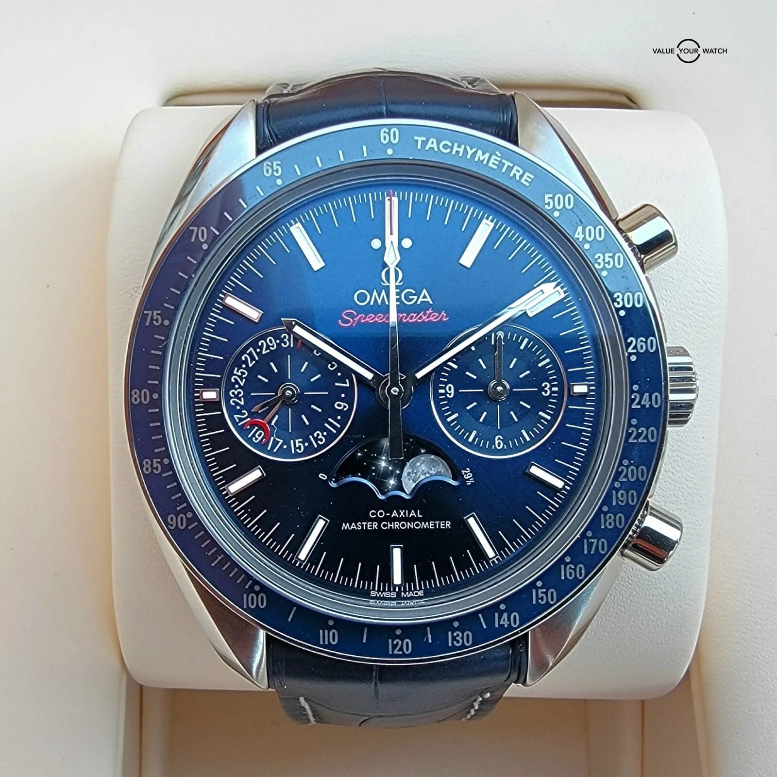 OMEGA Speedmaster Moonphase Blue Dial and Bezel 44mm, Full Set! Trades??