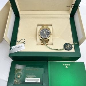 2023 Complete Set Rolex Day-Date 40 President 228238 Black Stick 18k Yellow Gold