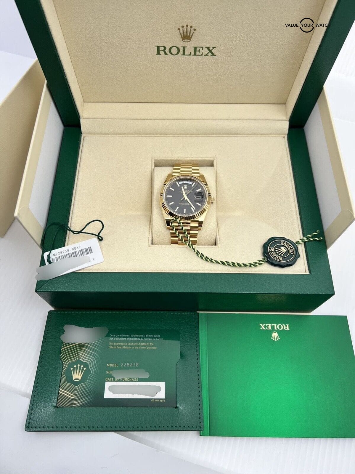 2023 Complete Set Rolex Day-Date 40 President 228238 Black Stick 18k Yellow Gold