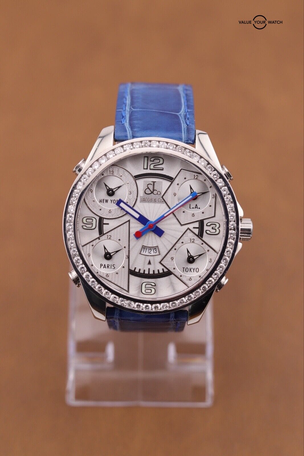 Jacob & Co 5 Time Zone Diamond Stainless Steel Watch - J&Co Appraisal Included - Image 3