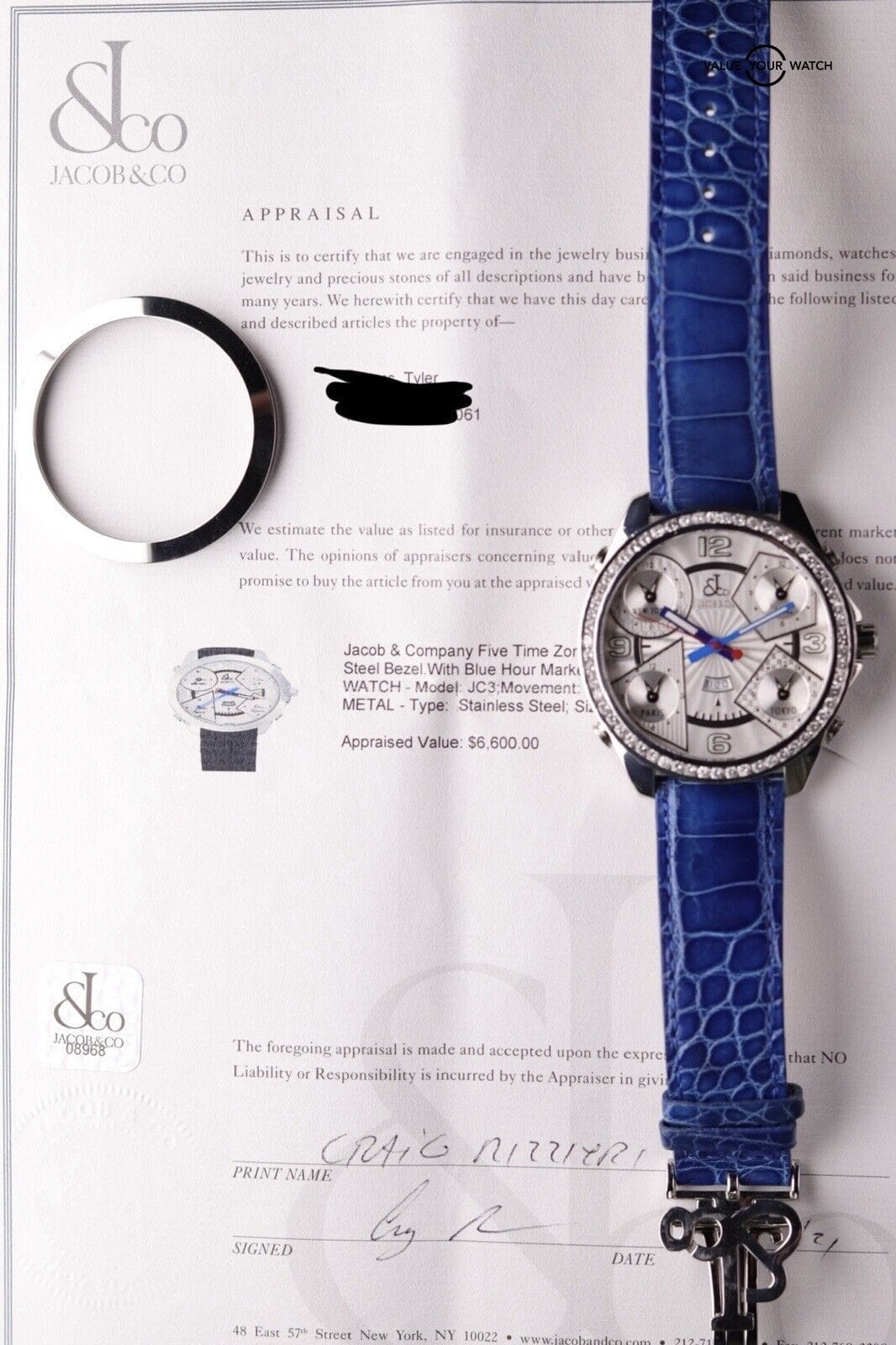 Jacob & Co 5 Time Zone Diamond Stainless Steel Watch - J&Co Appraisal Included - Image 11