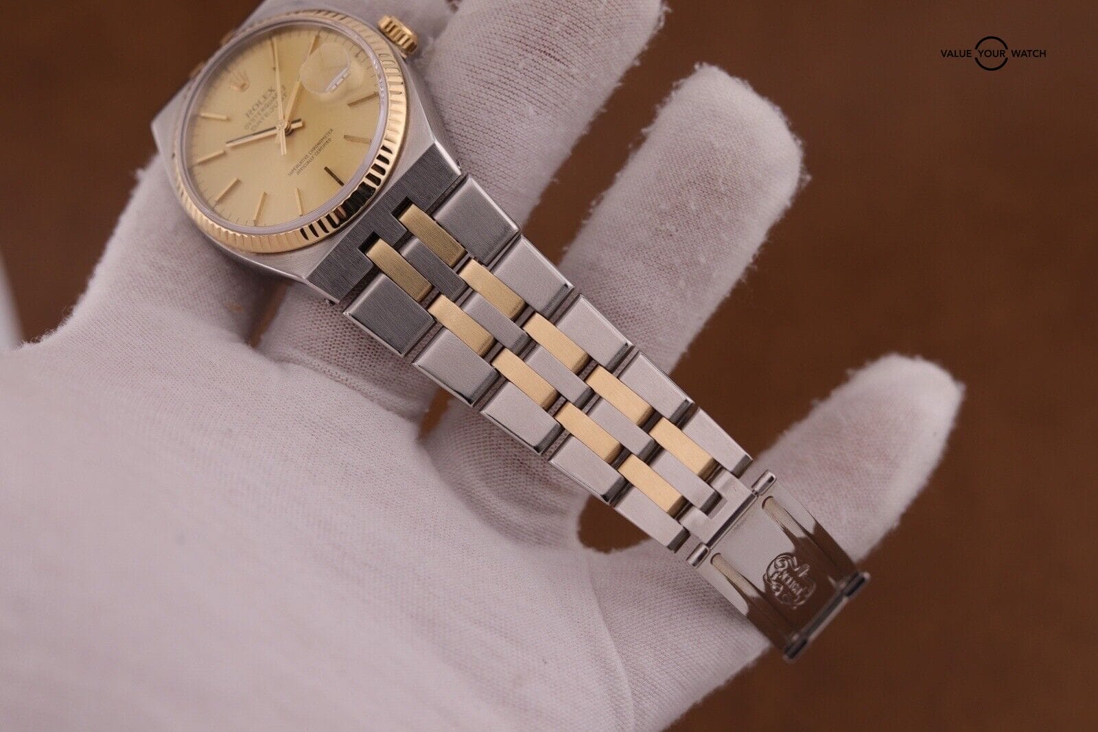 Rolex Datejust Oysterquartz 17013 Gold Champagne Dial 36mm 18k Men's Watch - Image 6