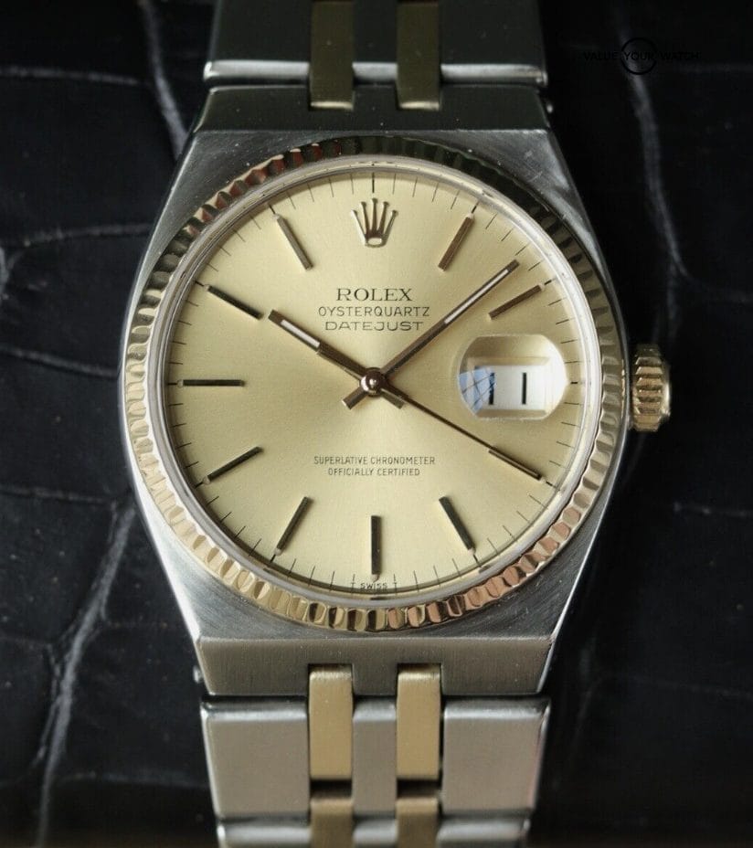 Rolex Datejust Oysterquartz 17013 Gold Champagne Dial 36mm 18k Men's Watch - Image 8