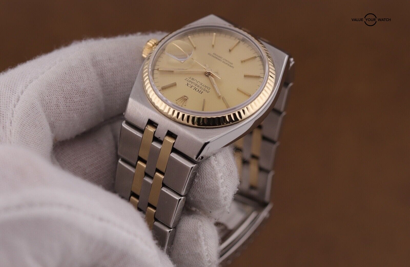 Rolex Datejust Oysterquartz 17013 Gold Champagne Dial 36mm 18k Men's Watch - Image 10