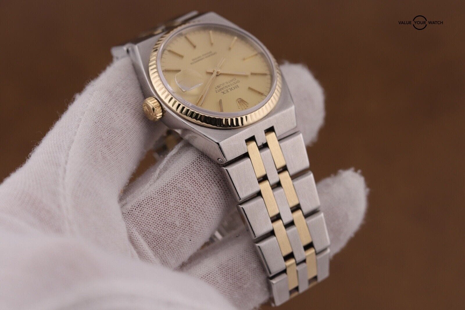 Rolex Datejust Oysterquartz 17013 Gold Champagne Dial 36mm 18k Men's Watch - Image 11