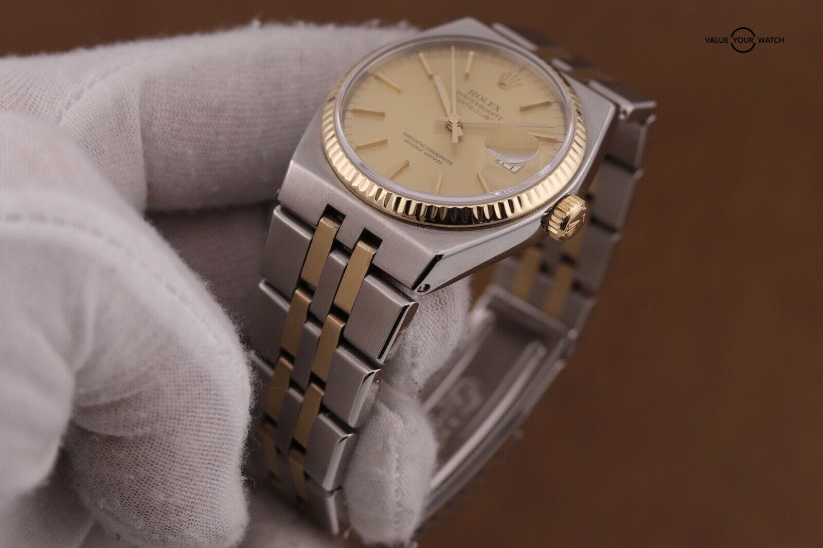 Rolex Datejust Oysterquartz 17013 Gold Champagne Dial 36mm 18k Men's Watch - Image 12