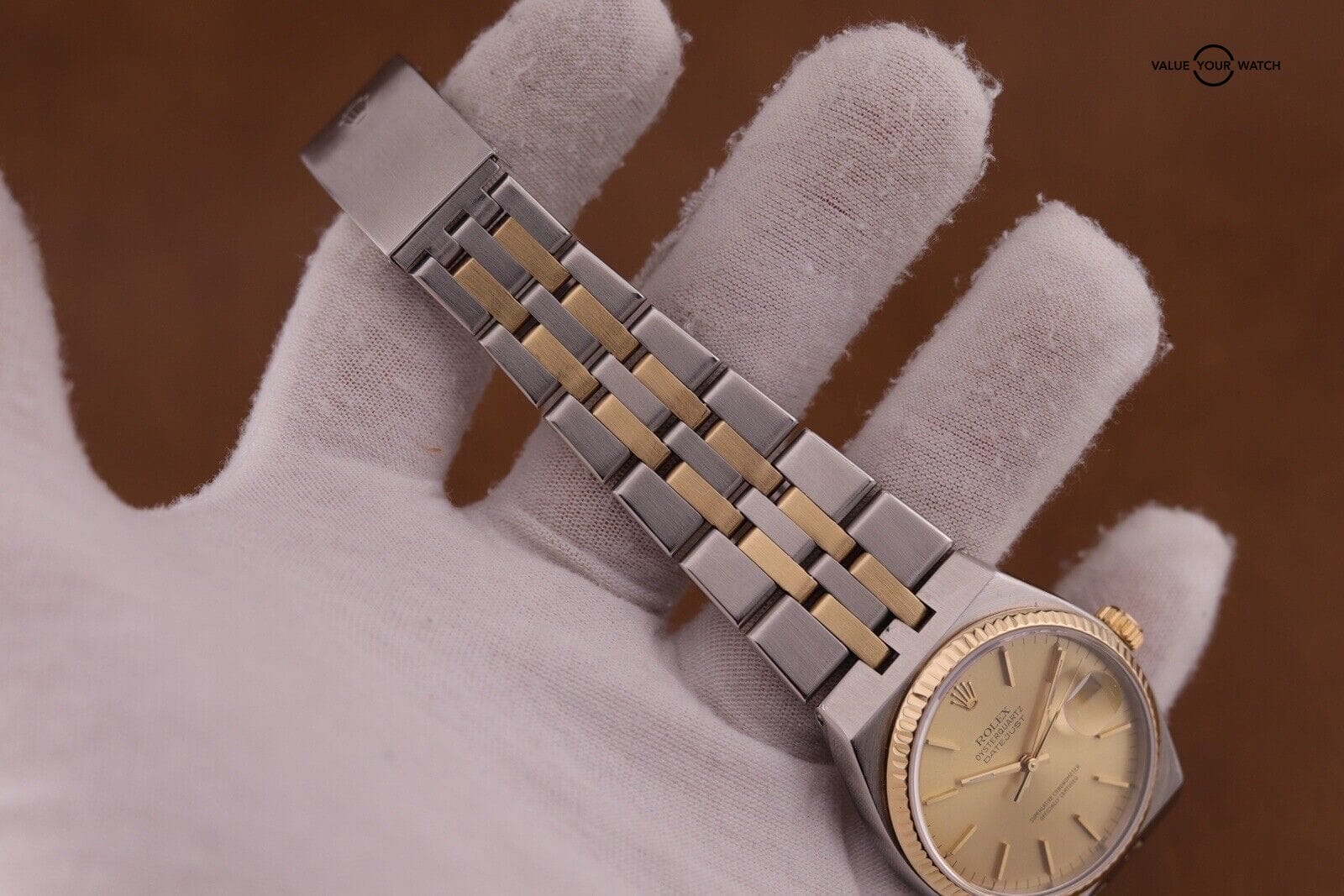 Rolex Datejust Oysterquartz 17013 Gold Champagne Dial 36mm 18k Men's Watch - Image 14