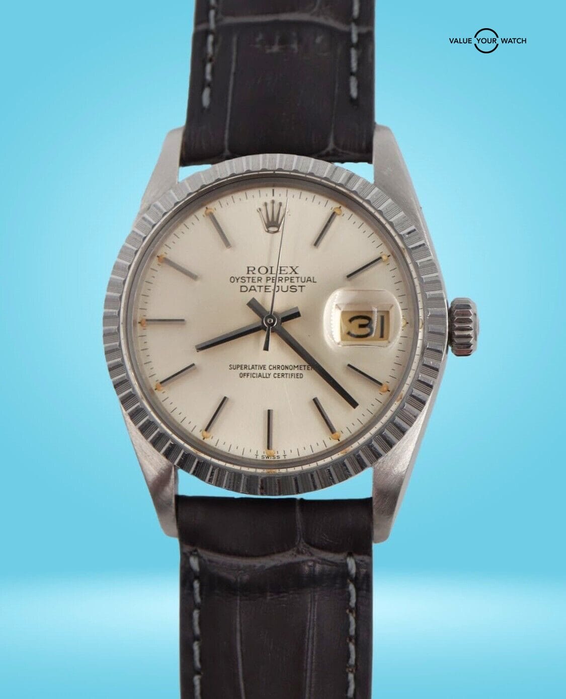 Rolex Datejust 16030 Silver Dial Stainless Steel Engine Turned Bezel!