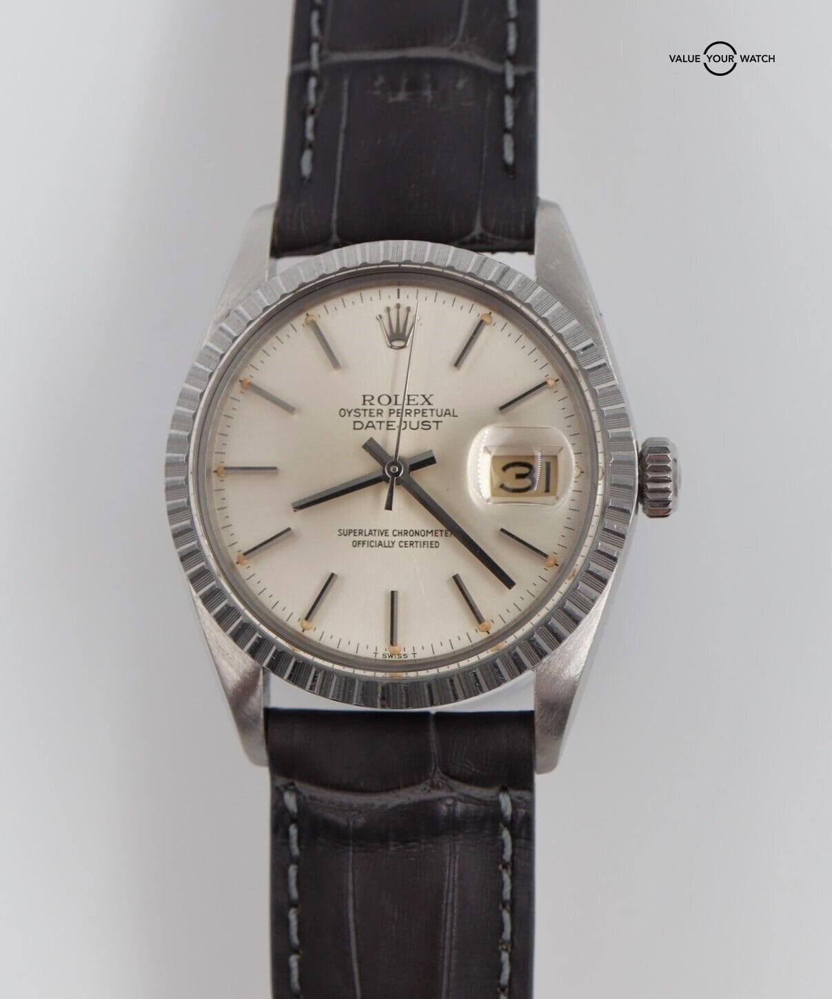 Rolex Datejust 16030 Silver Dial Stainless Steel Engine Turned Bezel! - Image 4