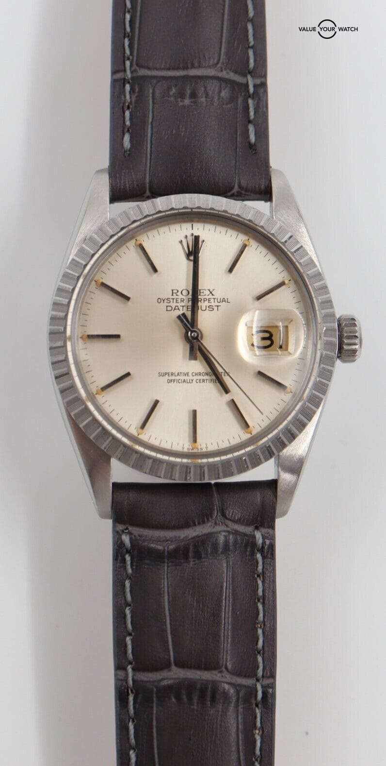 Rolex Datejust 16030 Silver Dial Stainless Steel Engine Turned Bezel! - Image 5