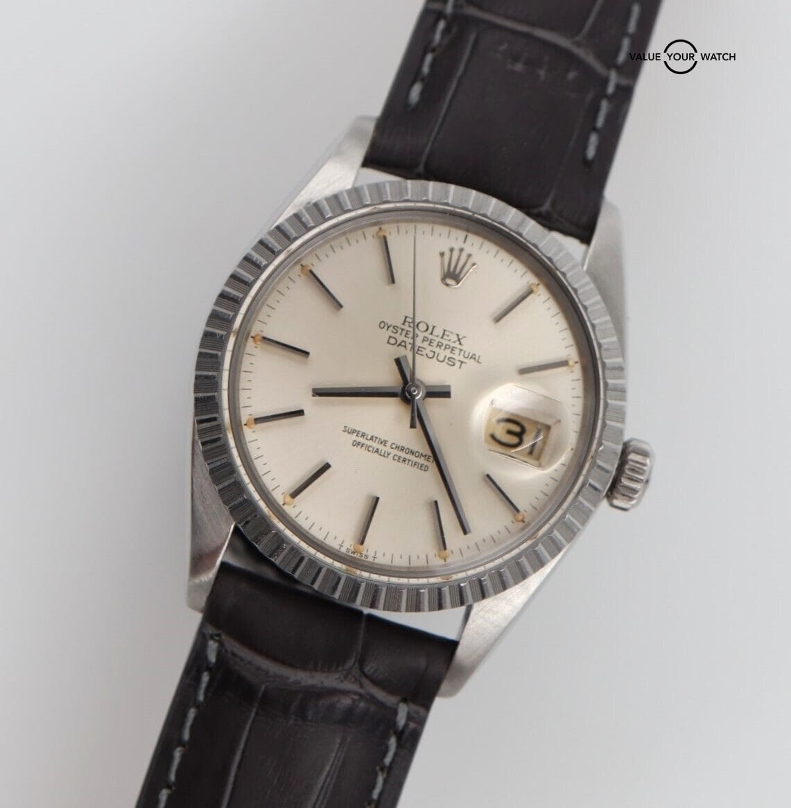 Rolex Datejust 16030 Silver Dial Stainless Steel Engine Turned Bezel! - Image 6