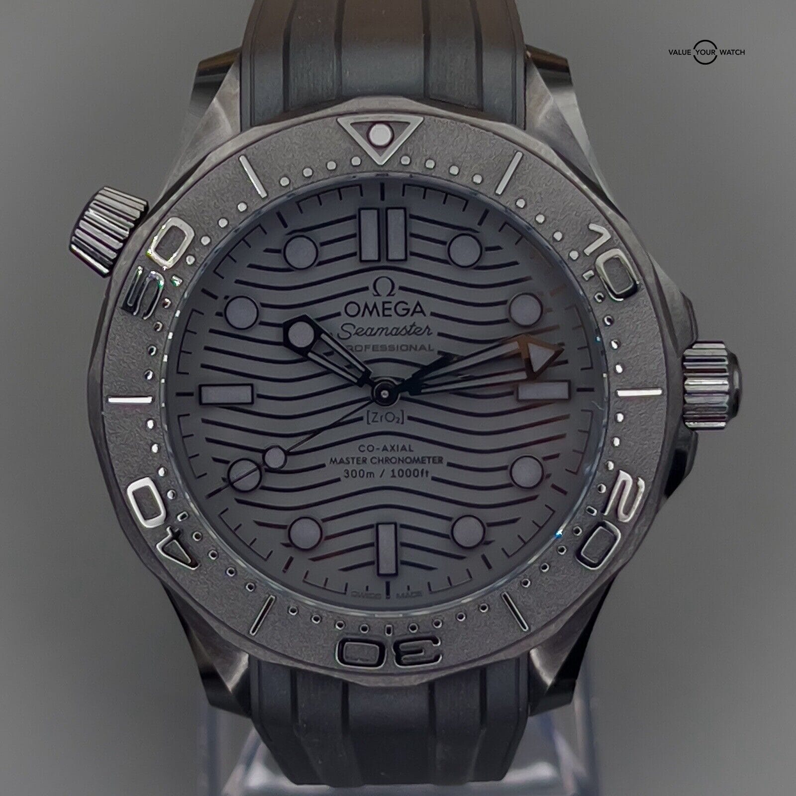 Omega Seamaster "Black Black" Ceramic 210.92.44.20.01.003 Full Set w/ 2 Straps!