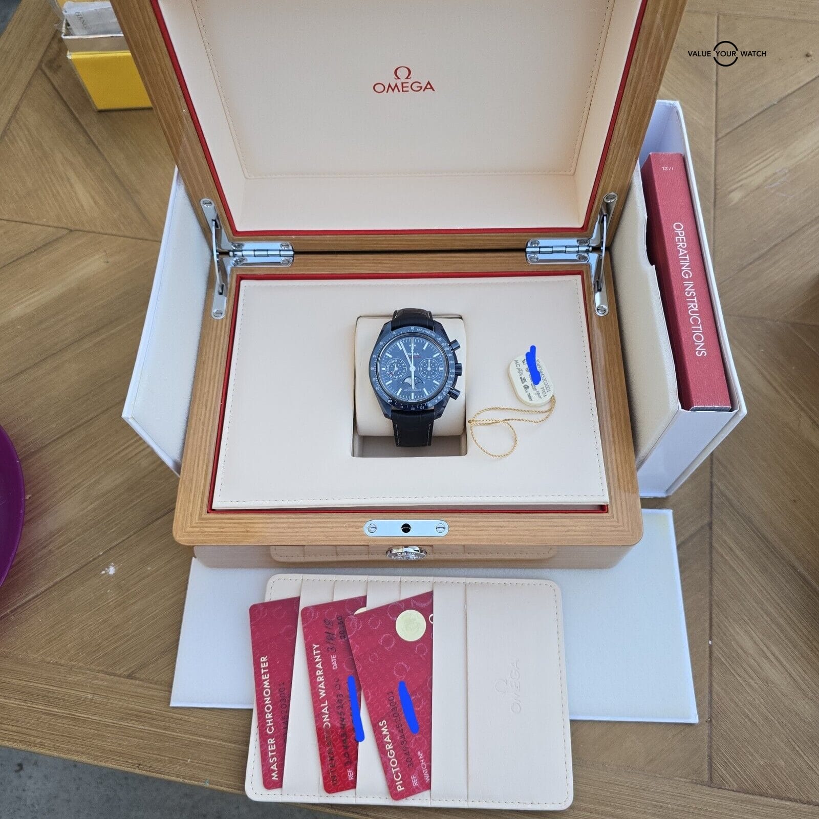 OMEGA Speedmaster Moonphase Blue Side Of The Moon Ceramic! Full Set 2018 ~MINT~ - Image 3