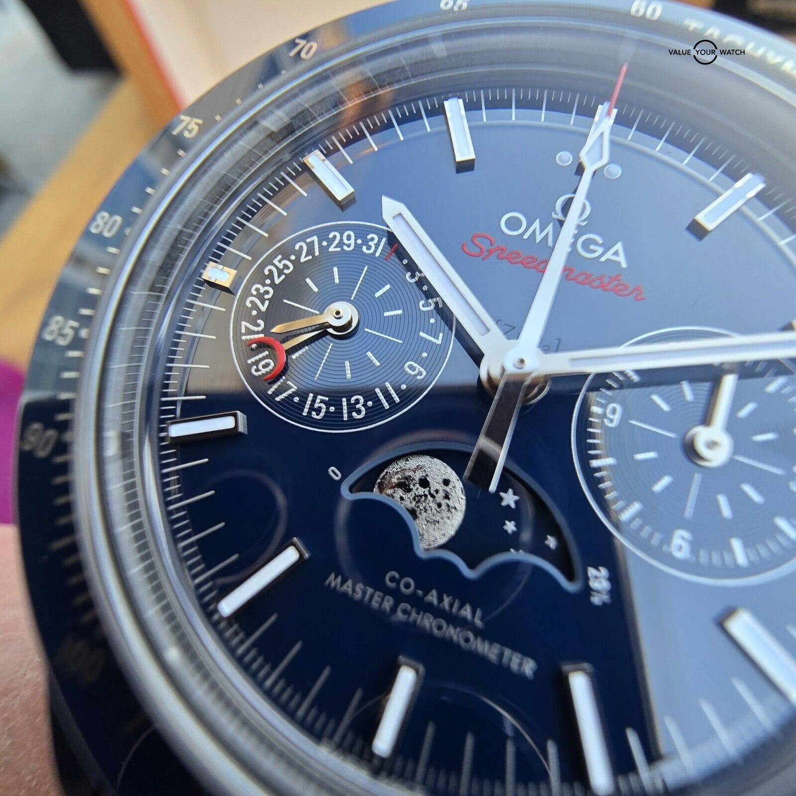 OMEGA Speedmaster Moonphase Blue Side Of The Moon Ceramic! Full Set 2018 ~MINT~ - Image 5