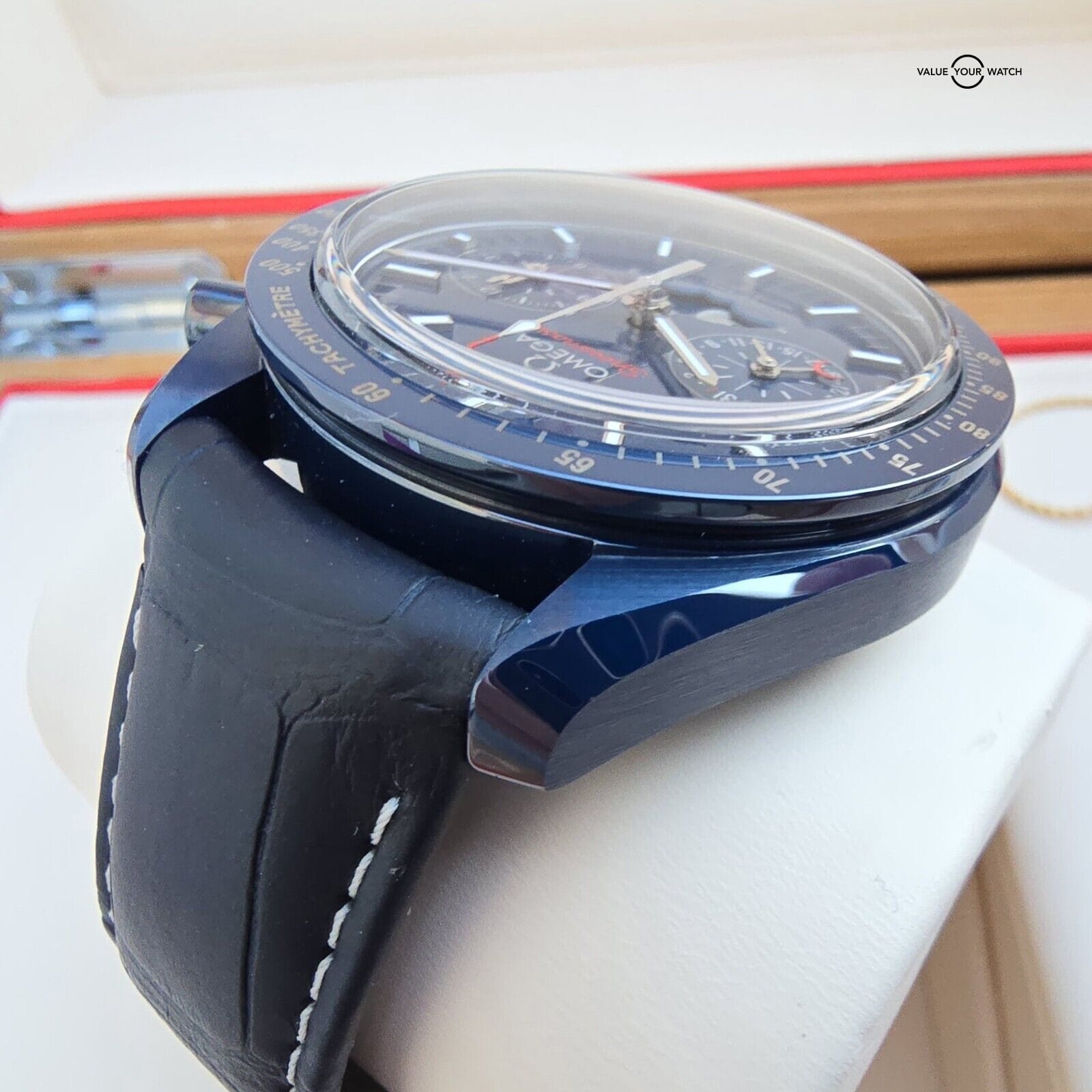 OMEGA Speedmaster Moonphase Blue Side Of The Moon Ceramic! Full Set 2018 ~MINT~ - Image 8