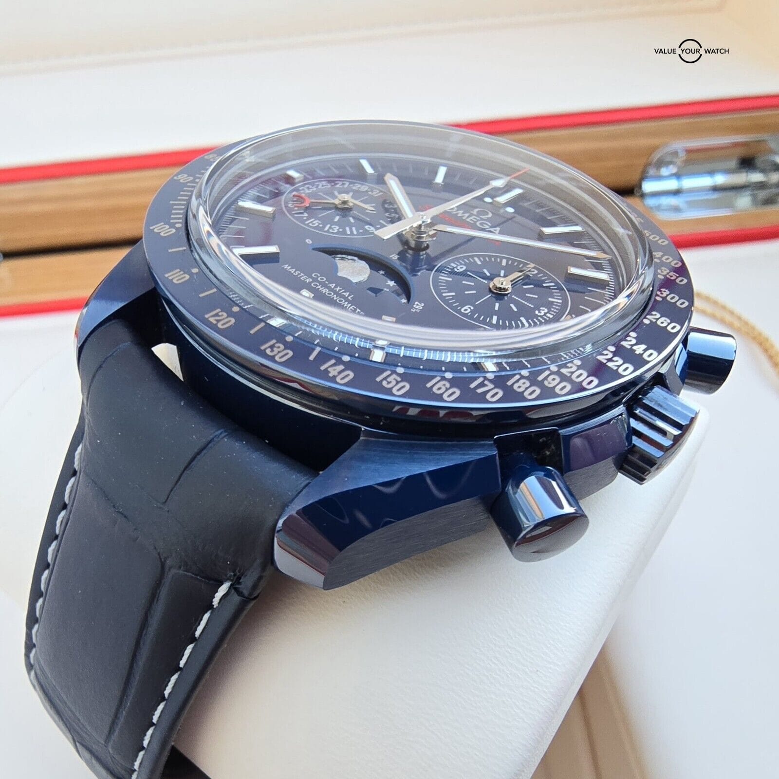 OMEGA Speedmaster Moonphase Blue Side Of The Moon Ceramic! Full Set 2018 ~MINT~ - Image 11