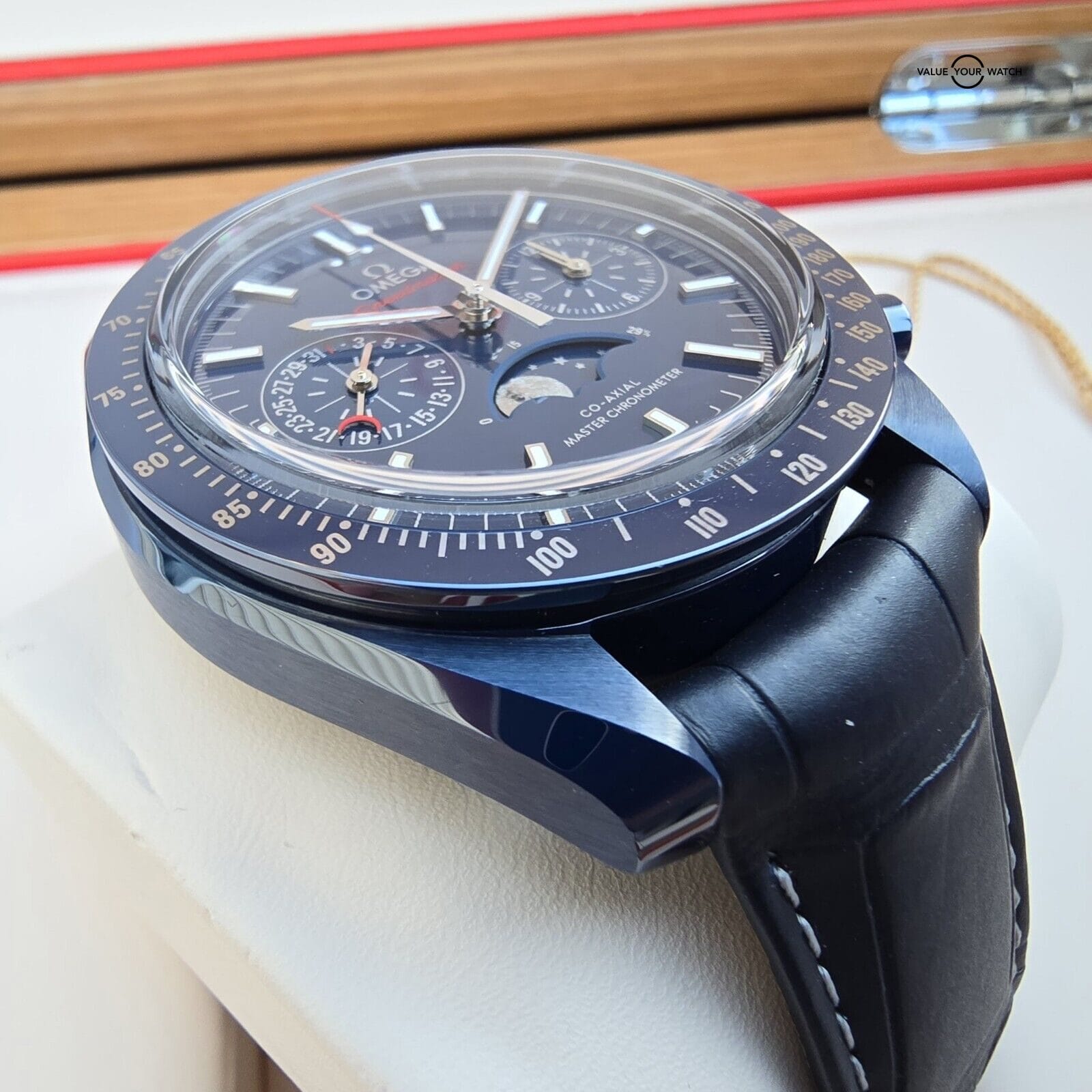 OMEGA Speedmaster Moonphase Blue Side Of The Moon Ceramic! Full Set 2018 ~MINT~ - Image 12