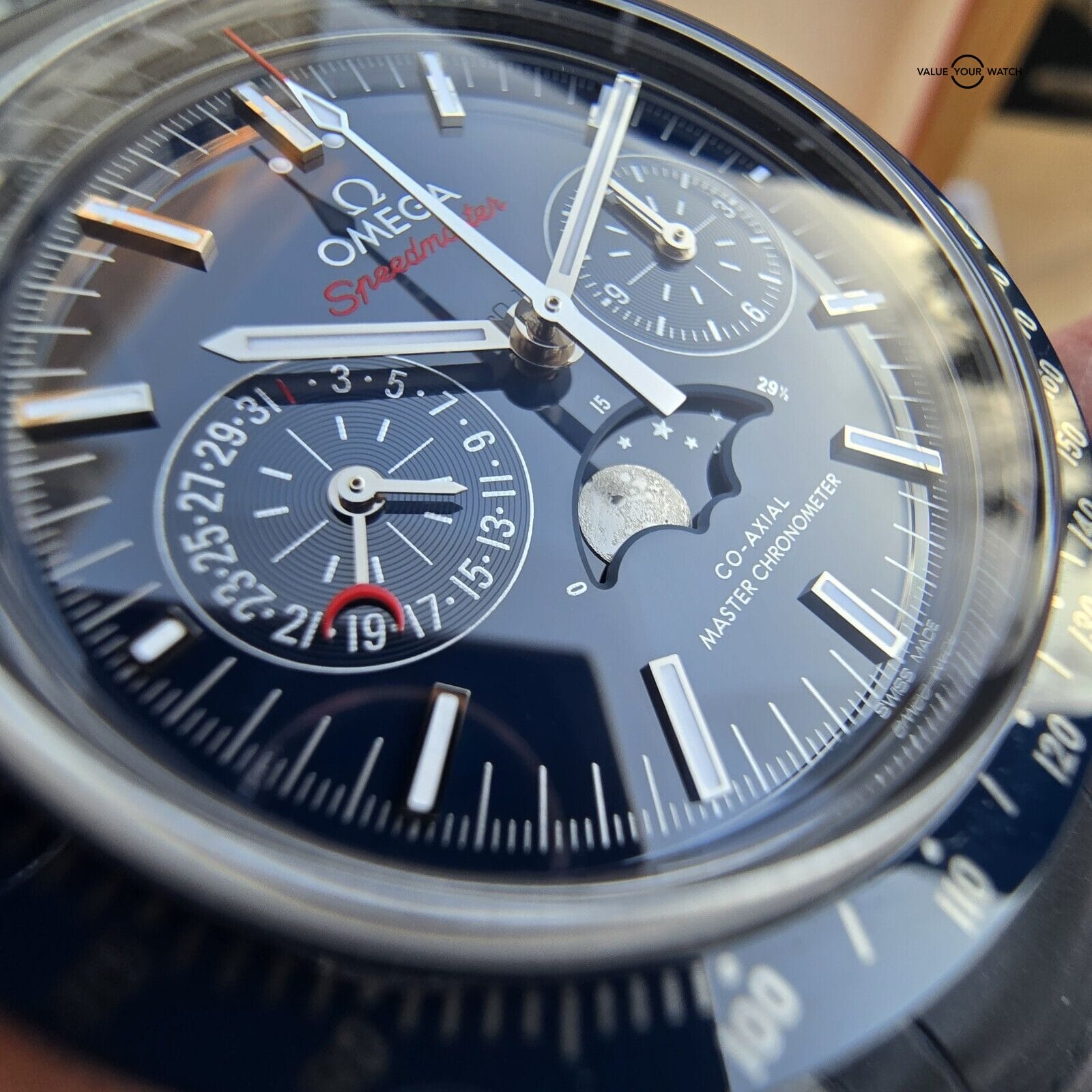 OMEGA Speedmaster Moonphase Blue Side Of The Moon Ceramic! Full Set 2018 ~MINT~ - Image 13