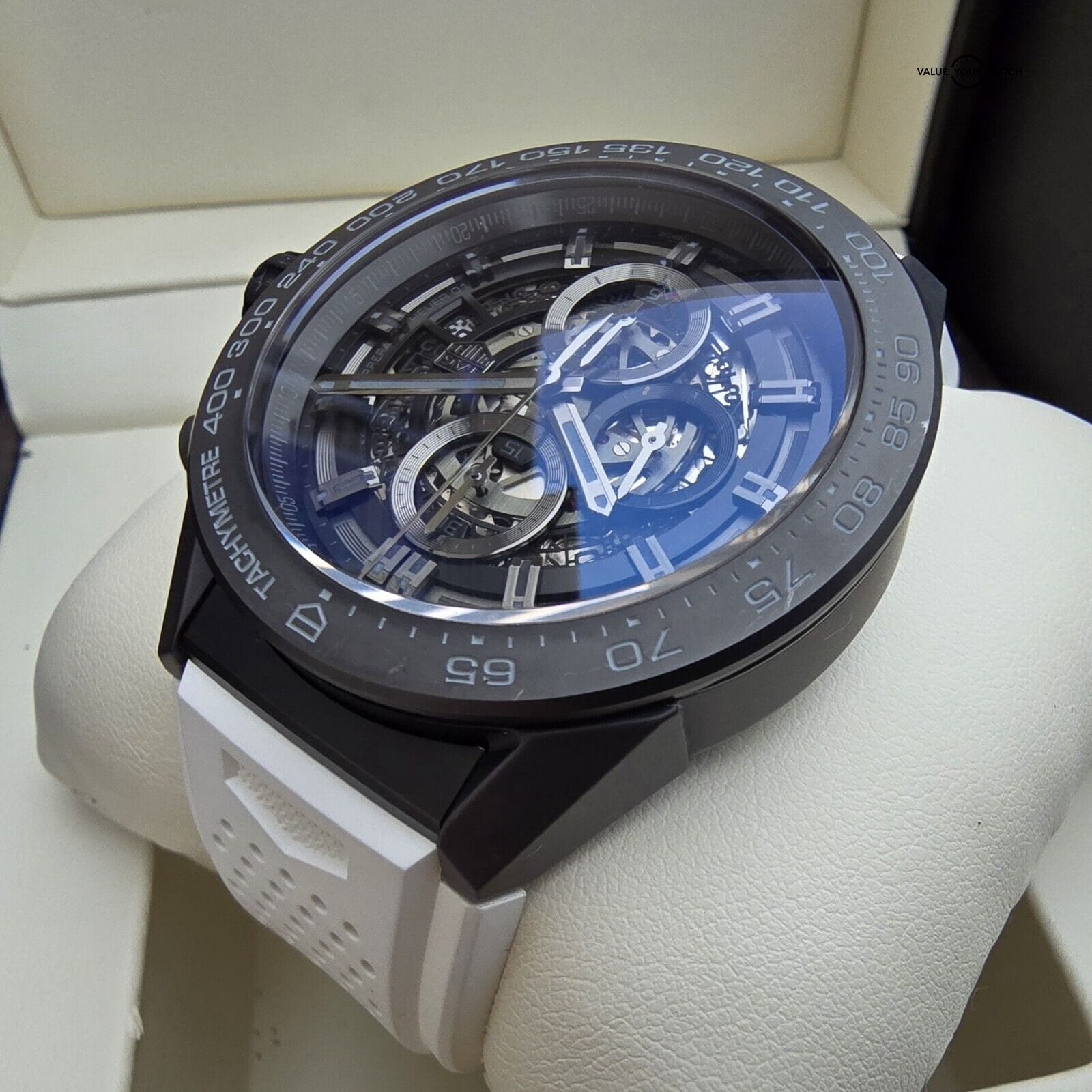 TAG Heuer Carrera Skeleton ceramic case, 2 straps Heuer 01 movement Full Set! - Image 7