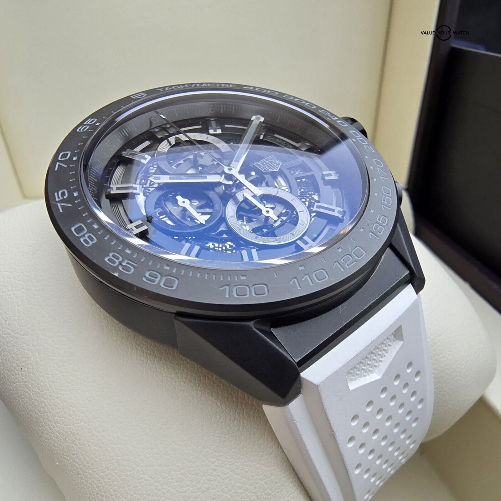 TAG Heuer Carrera Skeleton ceramic case, 2 straps Heuer 01 movement Full Set! - Image 8