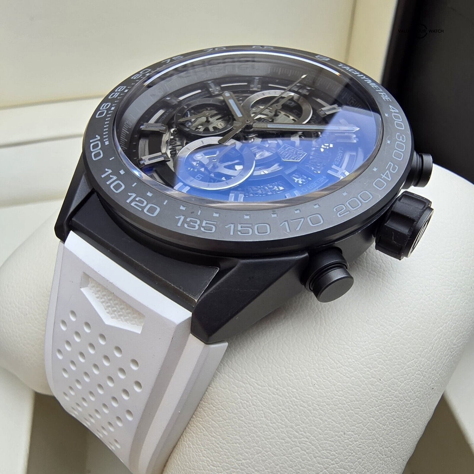 TAG Heuer Carrera Skeleton ceramic case, 2 straps Heuer 01 movement Full Set! - Image 9