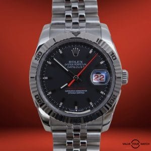 Rolex Datejust Turn-O-Graph 116264 Black Dial Jubilee Stainless Steel SERVICED!